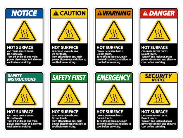 Vector hot surface sign on white background