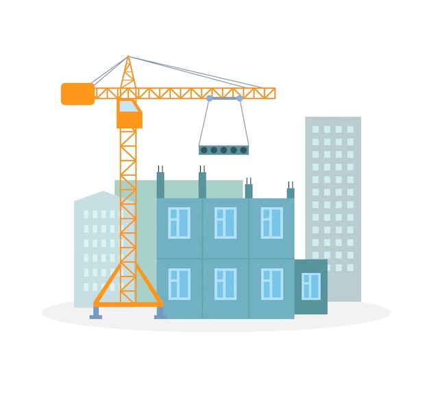 Vector house building process flat illustration