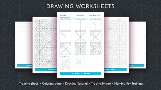 Vector how to draw a pattern step by step drawing tutorial draw guide worksheet