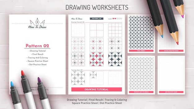 Vector how to draw a pattern step by step drawing tutorial draw guide worksheet