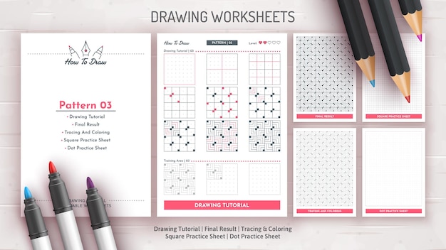 how to draw a pattern step by step drawing tutorial draw guide worksheet
