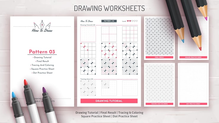 Vector how to draw a pattern step by step drawing tutorial draw guide worksheet