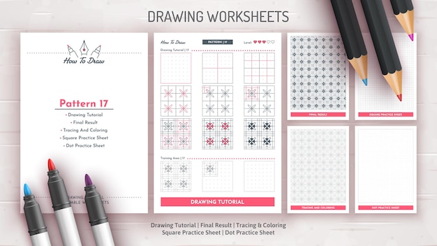 Vector how to draw a pattern step by step drawing tutorial draw guide worksheet