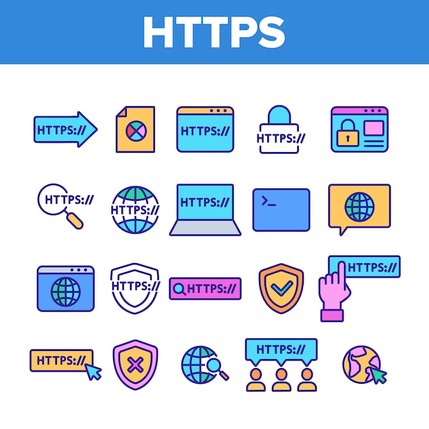Vector https elements sign icons set