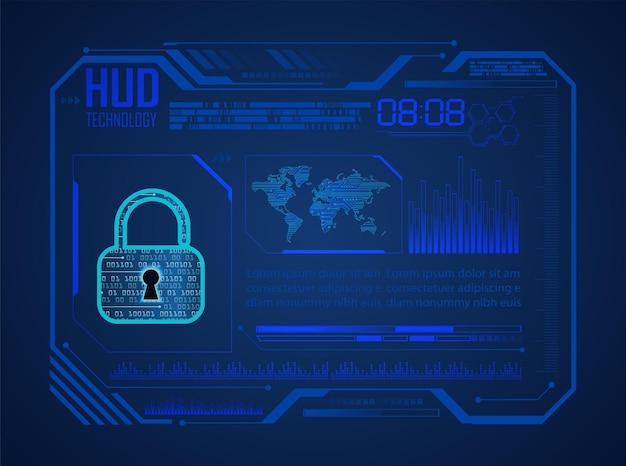 Vector hud padlock world technology