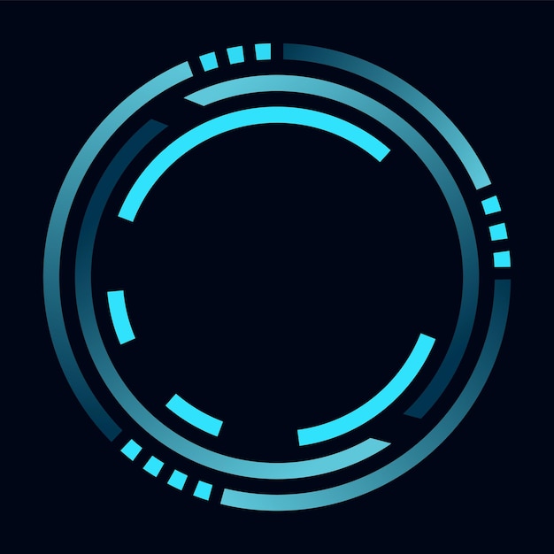 Vector hud round frame or border sci fi circular neon element for digital ui game interface futuristic data