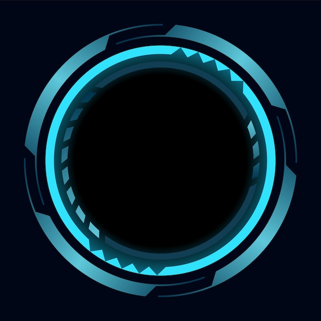 Vector hud round frame or border sci fi circular neon element for digital ui game interface futuristic data