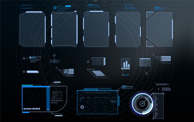 Vector hud, ui, gui futuristic frame user interface screen elements set.
