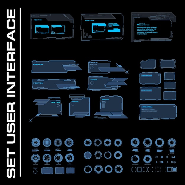 hud user interface futuristic virtual user interface with frames callouts and dialog boxes pc with digital interface for communication or video games with hud elements