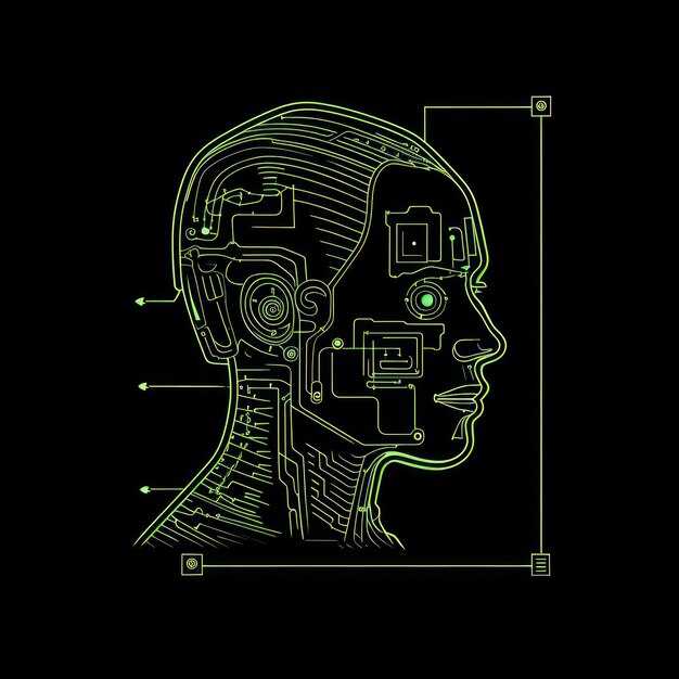Vector human head digital illustration intelligence vector