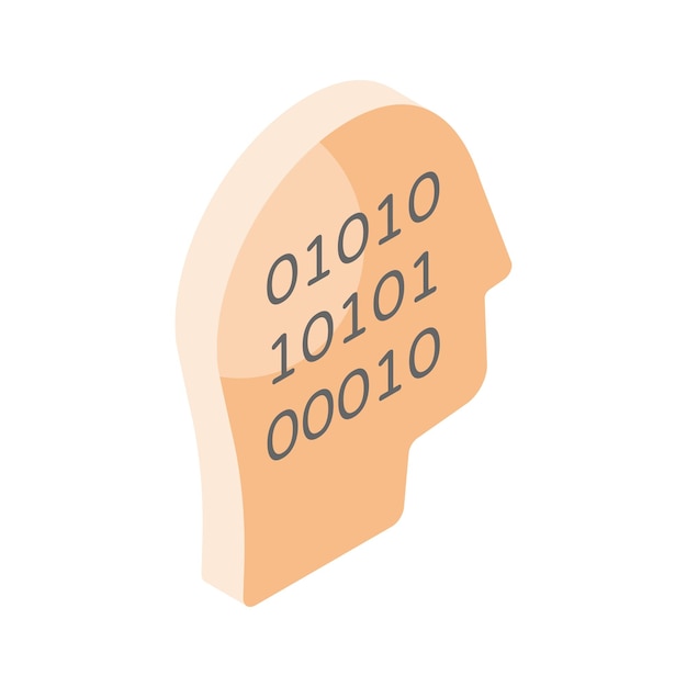 Vector human head having binary code computer expert isometric vector design programmers icon design