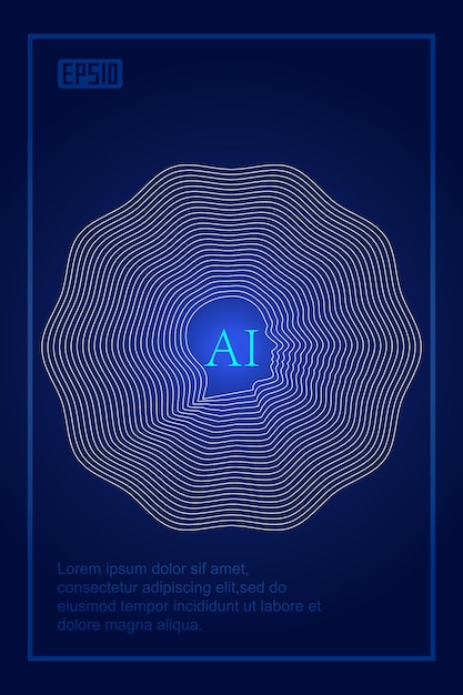 Vector human head thread creative poster artificial intelligence concept vector background