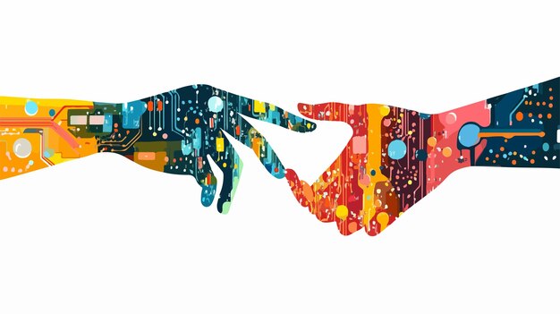 Vector human rights and technology connection diversity unity concept