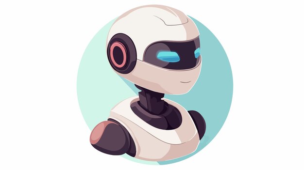 Vector humanoid robot avatar round icon cartoon vector illustration