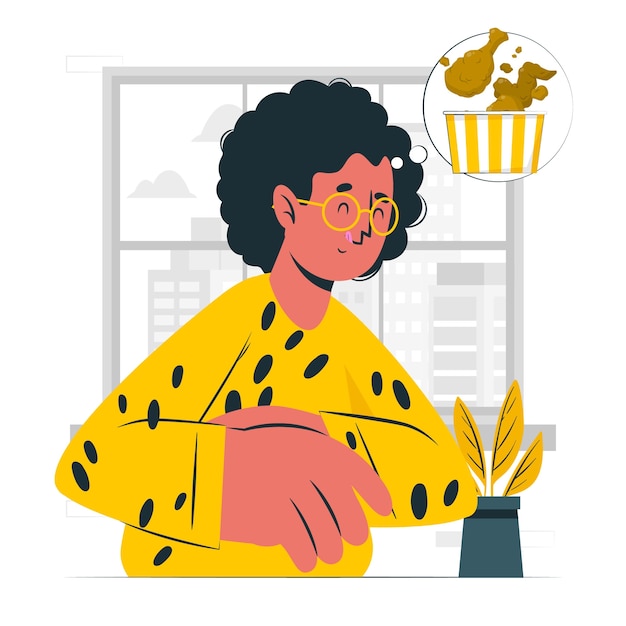 Vector hungry man concept illustration