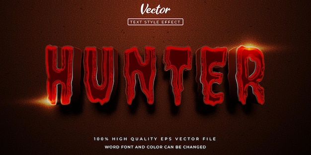 Vector hunter editable text effect 3d style vector illustration