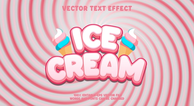 ice cream 3d editable vector text effect with creamy background