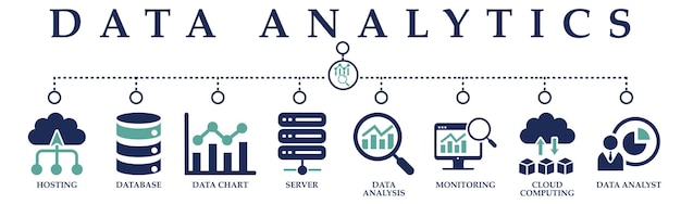 Vector icon of hosting database data chart server data analysis monitoring cloud computing and data analyst