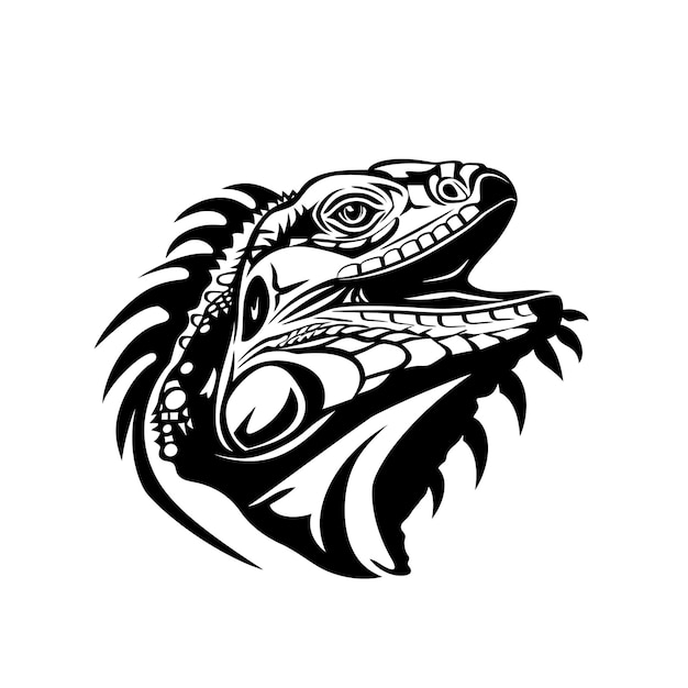 Vector iguana angry silhouette vector illustration
