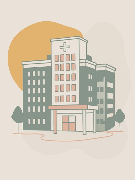 Vector an illustration of a building with a cross on it