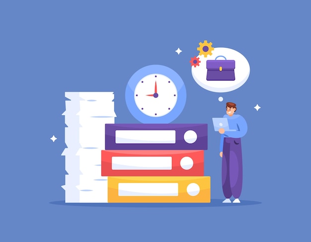 Vector illustration of the concept of managing time and work tasks