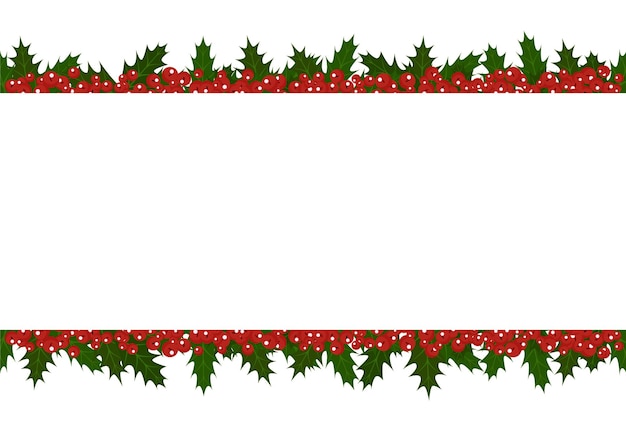 Vector illustration of a frame from a christmas plant holly. background for the holiday