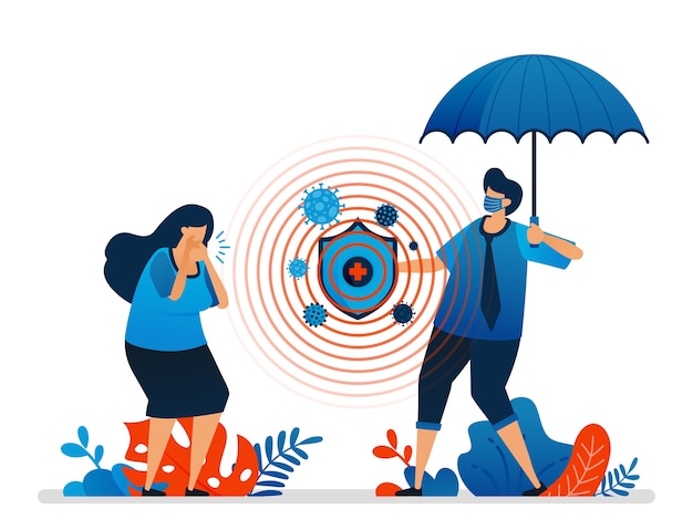 Vector  illustration of health protection and financial security