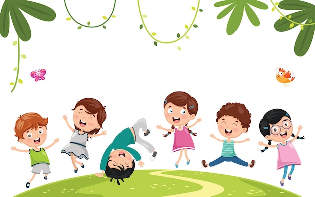 Vector illustration of kid playing