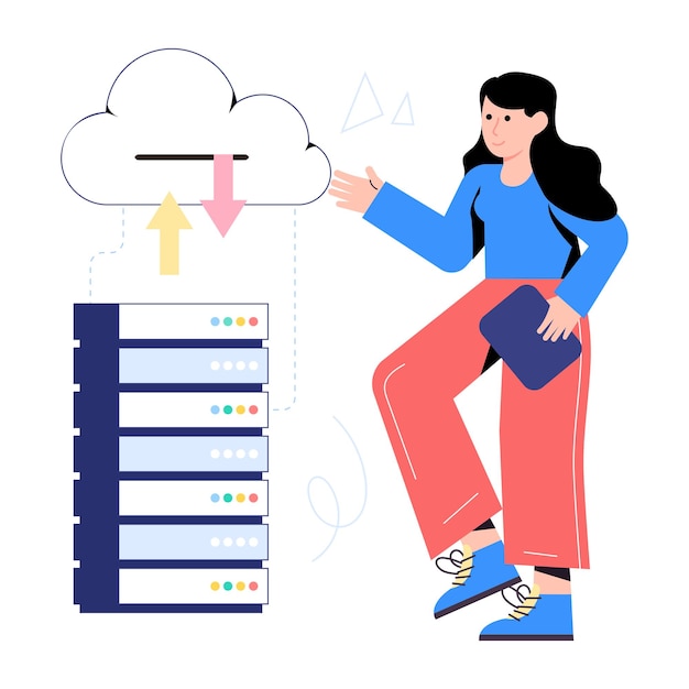 Vector an illustration of server hosting flat design