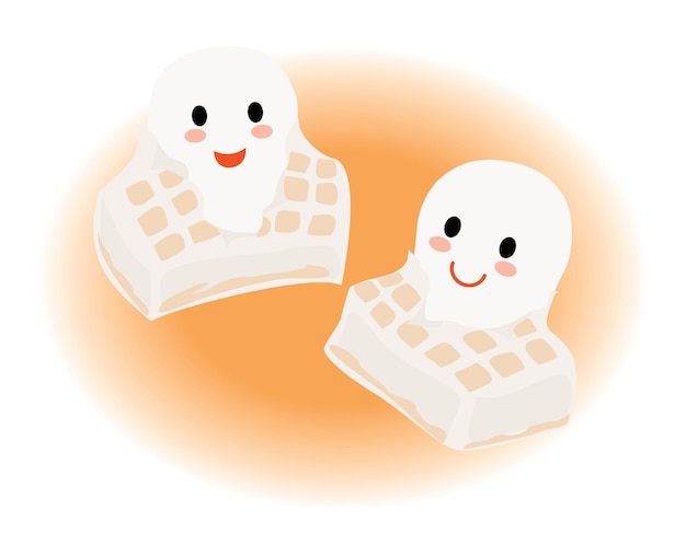 Vector illustration of the two cute rice cakes