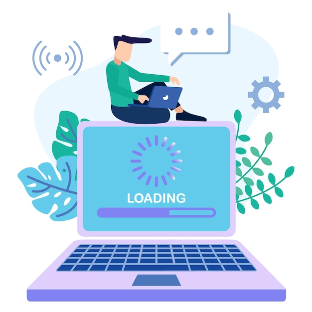 Vector illustration vector graphic cartoon character of system update