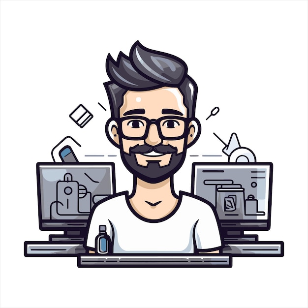 Vector illustration of web development programmer and coding website