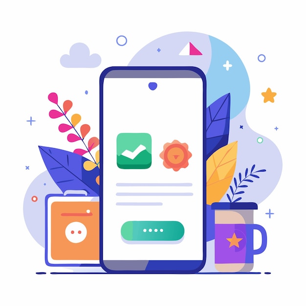 Vector illustration welcome message of mobile wireframe idea with showcasing various ui elements