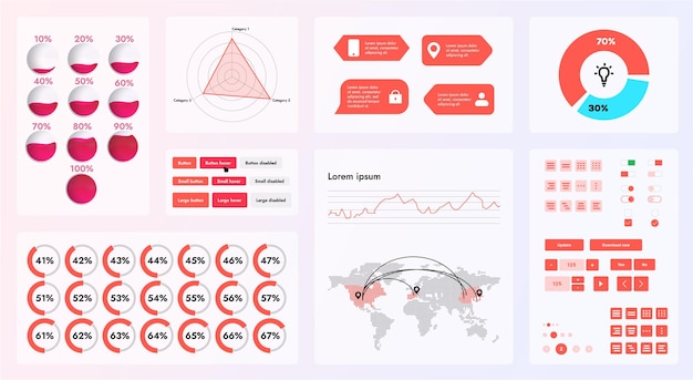 Vector the image shows a modern user interface that includes a variety of controls such as buttons navigation menus and dashboards the interface design is made in a futuristic style