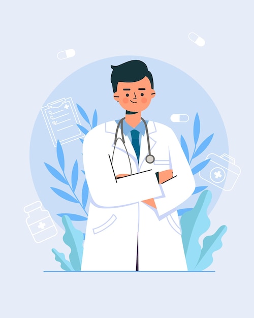 Vector  the image of a young male doctor