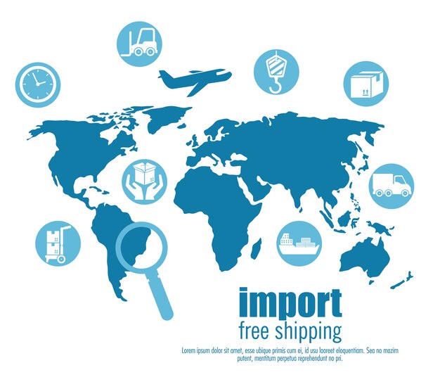 Vector import free shipping set icons