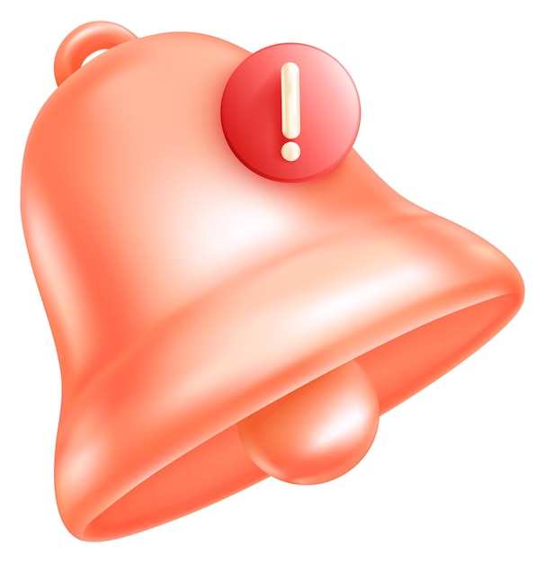Vector important message notification 3d reminder bell icon isolated on white background