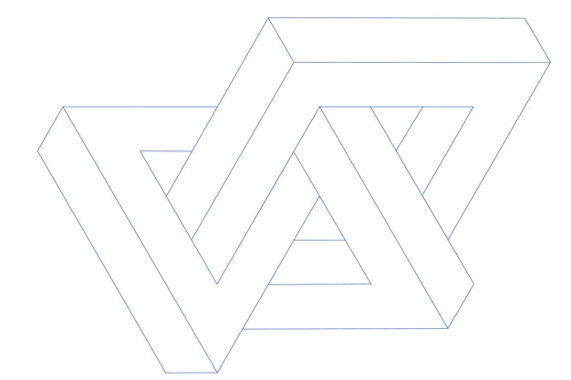 Vector impossible figure linear style geometric irregular shape optical illusion vector icon isolated