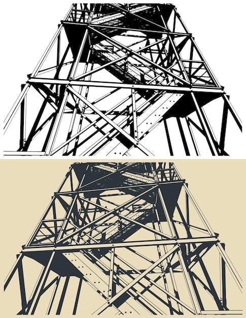 Vector industrial steel staircase illustrations