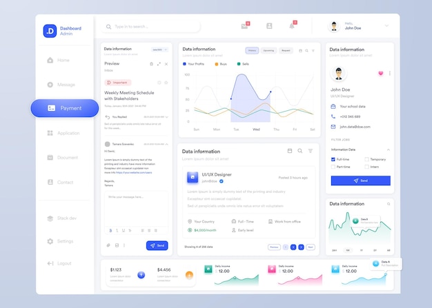Vector infographic dashboard ui design with graphs charts and diagrams web interface template