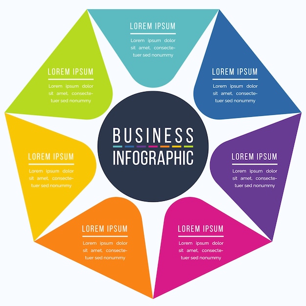 Vector infographic design 7 steps objects elements or options business information template