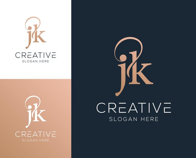 initial letter jk kj logo design vector illustration