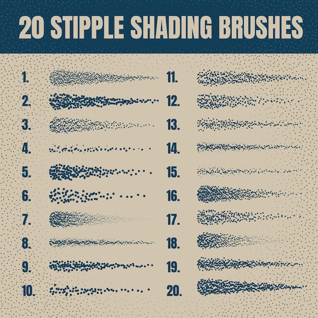 Vector ink scatter brush stipple drawing and texturing fading gradient stippling dotwork drawing shading