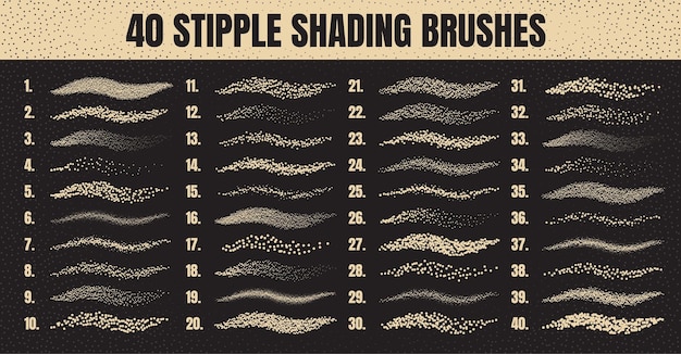 Vector ink scatter brush stipple drawing and texturing fading gradient stippling dotwork drawing shading