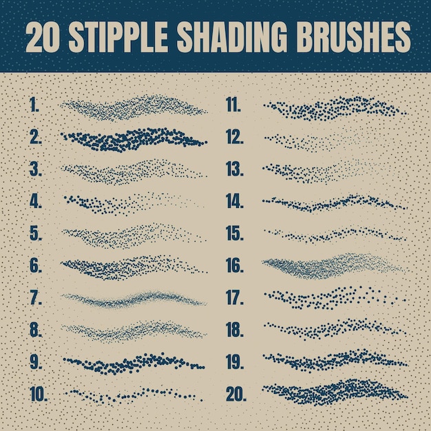 Vector ink scatter brush stipple drawing and texturing fading gradient stippling dotwork drawing shading