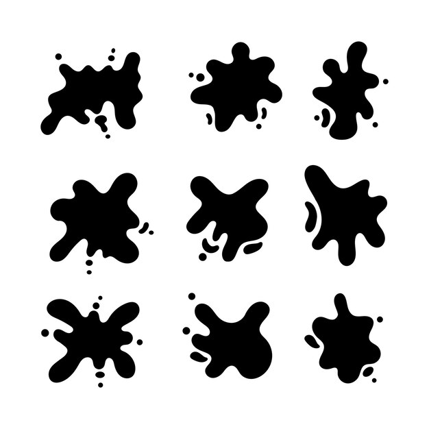 Vector ink splash shape icon collection flat style elements isolated illustration