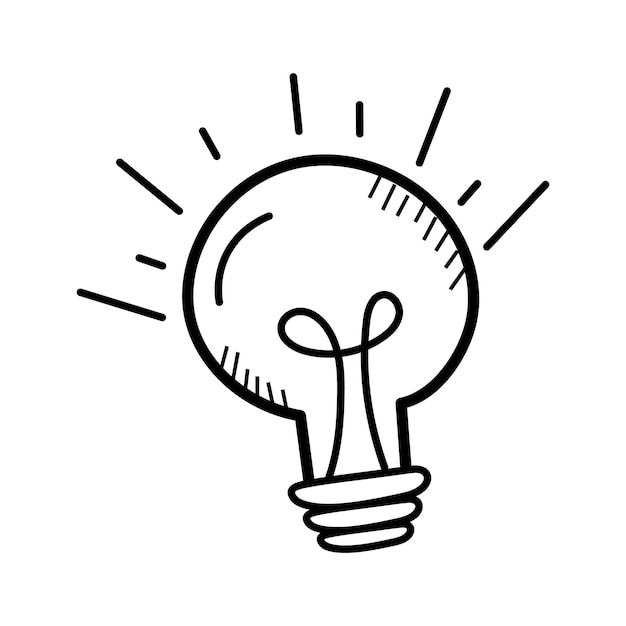 Vector innovation creativity and discovery lightbulb icon in doodle style
