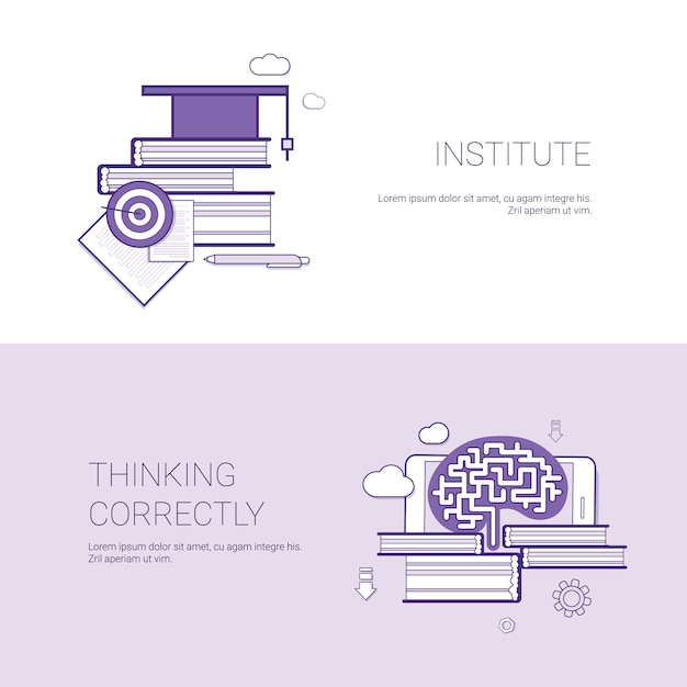 Vector institute and thinking correctly template web banner with copy space