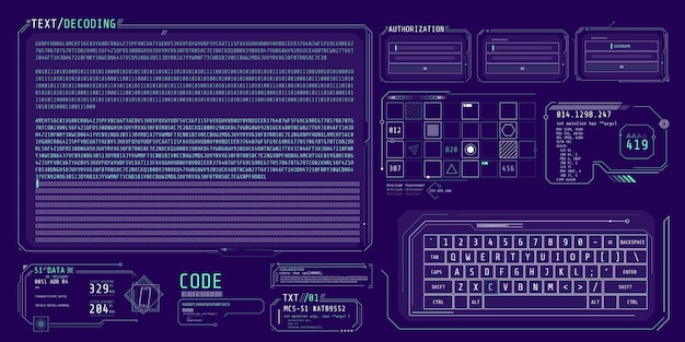 Vector interface of the program for processing and decoding big data vector illustration