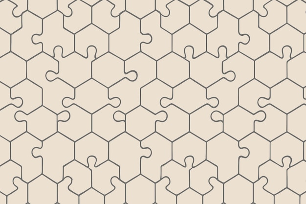 Vector interlocking hexagonal puzzle pieces forming a repeating pattern